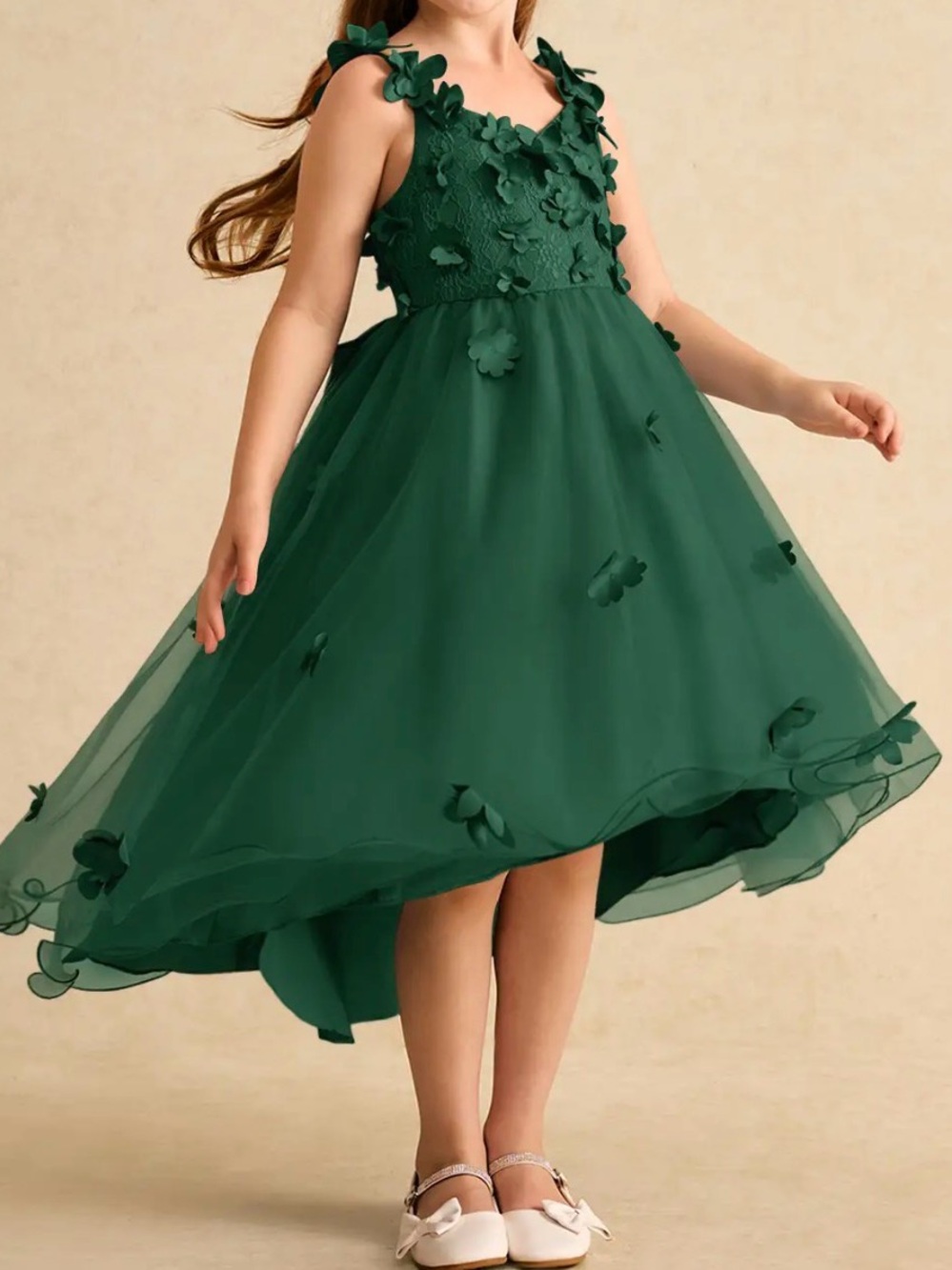 Azazie Tweety Flower Girl Dress in Dark Green